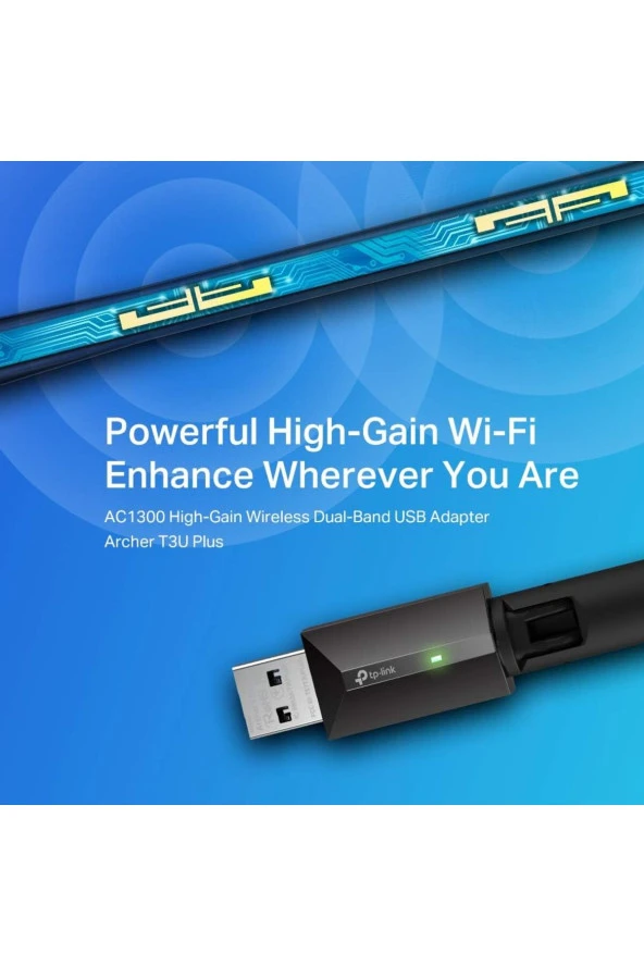TP-LINK  Archer T3u Plus, Ac1300 Mbps Kablosuz Dual-band Usb Adaptör, Siyah ürün görseli 1
