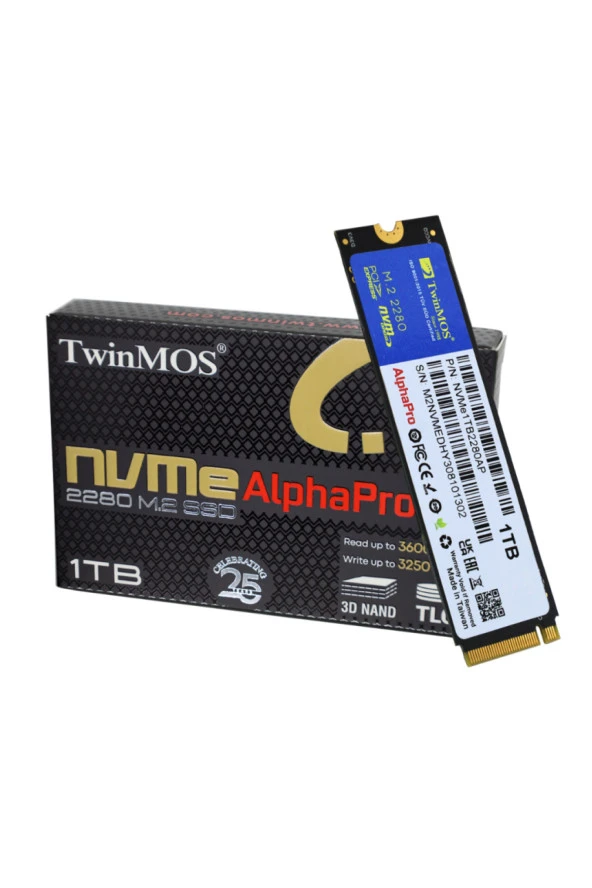 TwinMOS 1TB M.2 PCIe Gen3 NVMe SSD (3600-3250Mb-s) NVMe1TB2280AP TLC 3DNAND Ssd ürün görseli 1
