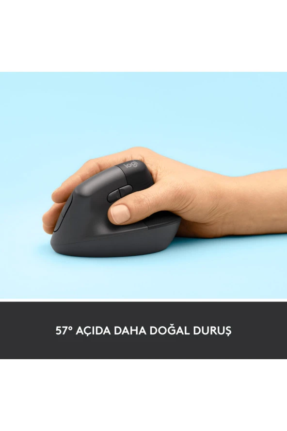 logitech  Lift Sessiz Kablosuz Ergonomik Dikey Mouse - Siyah ürün görseli 1