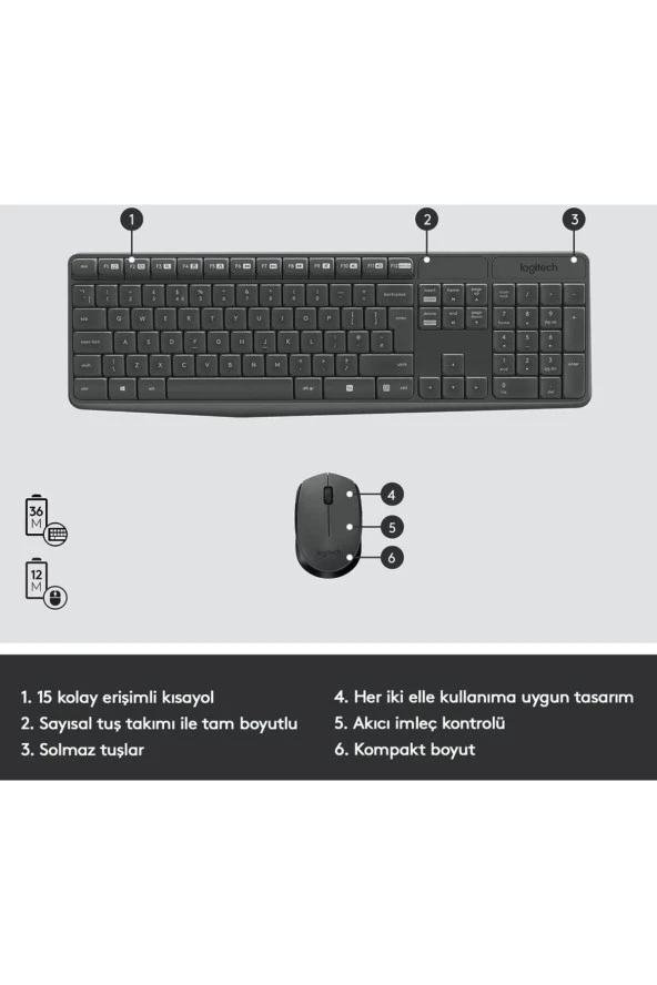 Logitech  Mk235 920-007925 Kablosuz Klavye Mouse Set ürün görseli 1