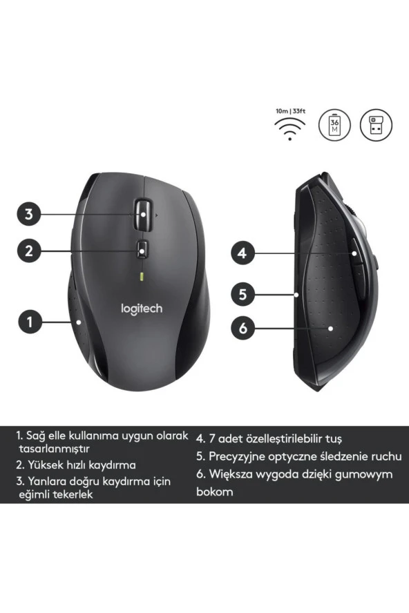 Logitech  M705 910-001949 Marathon Mouse - Resim 4
