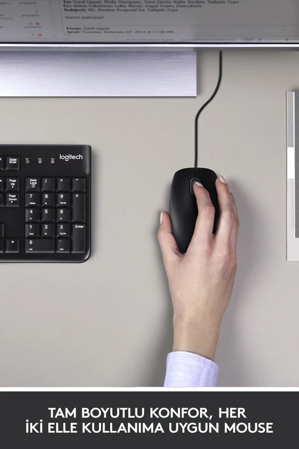 logitech  Mk120 Kablolu Q Tr Siyah Klavye Mouse Seti - Siyah - Resim 5