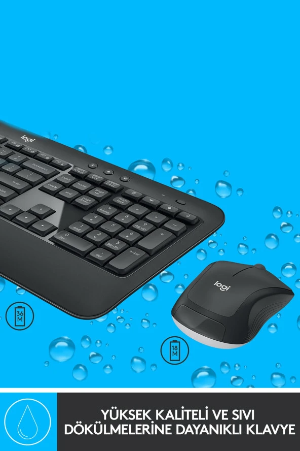 logitech  MK540 ADVANCED Kablosuz Türkçe Klavye Mouse Seti - Siyah ürün görseli 1
