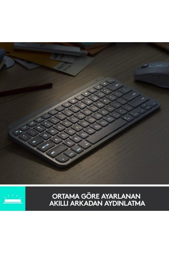 Logitech Mx Keys Mini Mac İçin Minimalist Kablosuz Aydınlatmalı İngilizce Q Klavye - Beyaz ürün görseli 1