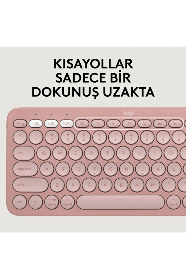 logitech  Pebble 2 Combo Çoklu Sessiz Kablosuz Türkçe Q Klavye Mouse Seti - Pembe 920-012247 ürün görseli 1