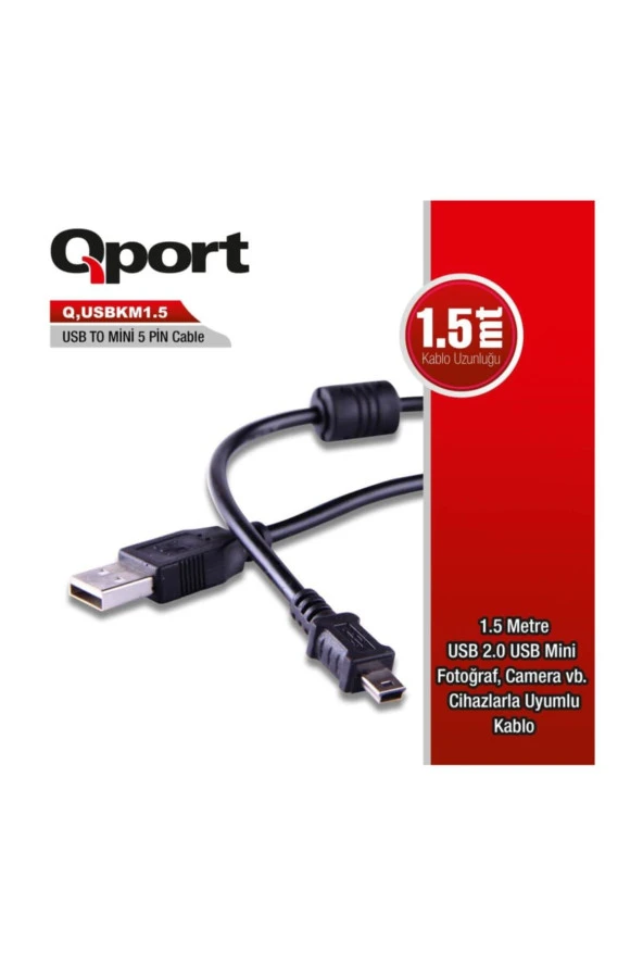 Qport  USB, Kamera, Data ve Şarj Kablosu Q-USBKM1_5 ürün görseli 1