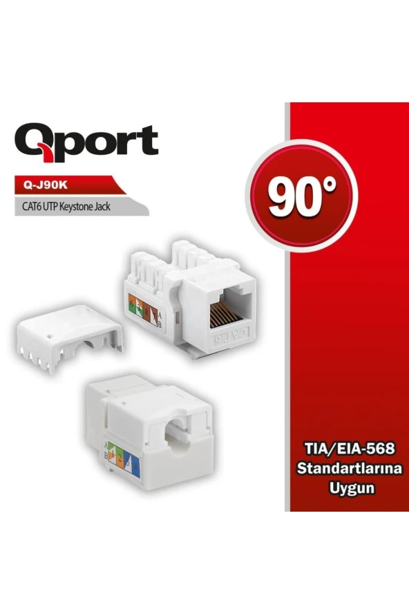 Qport  Q-j90k Cat6 90 Dere Keystone Jack ürün görseli 1