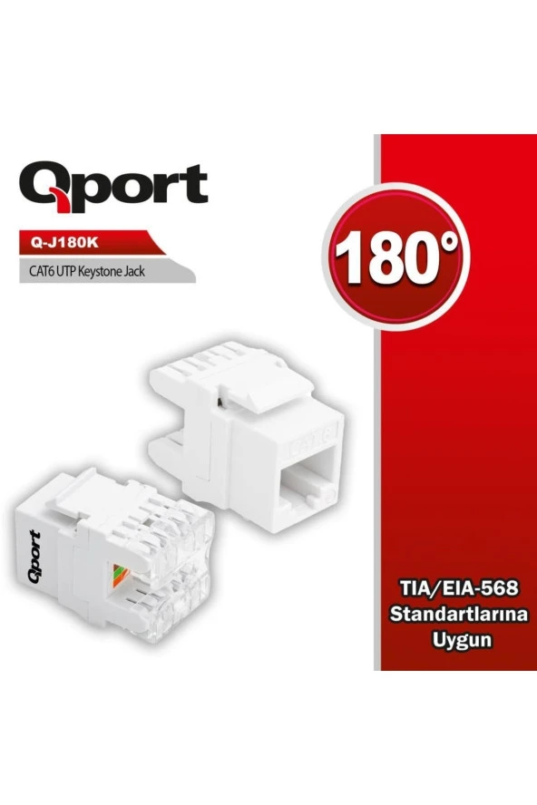 Qport  Q-j180k Cat6 180 Dere Keystone Jack ürün görseli 1