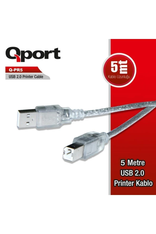 Qport  Q-PR5 5,0m Usb 2.0 Yazıcı Kablosu ürün görseli 1