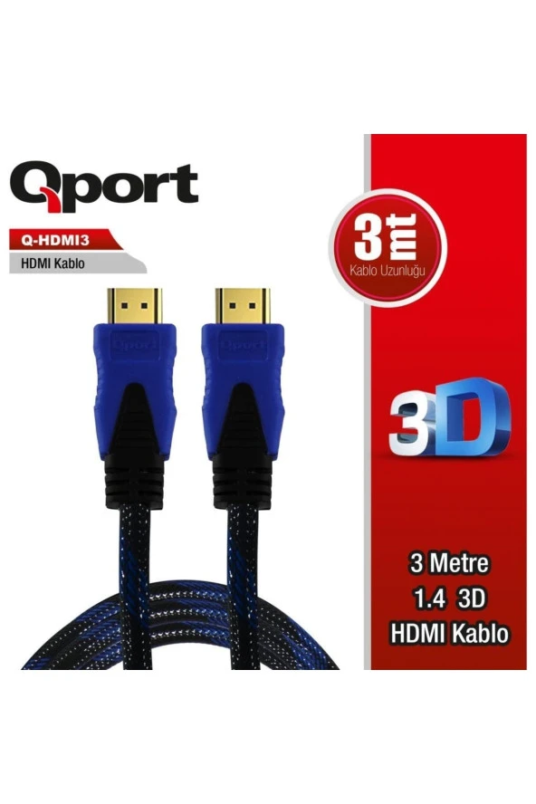 Qport Q-HDMI3 3 m HDMI Kablo ürün görseli 1