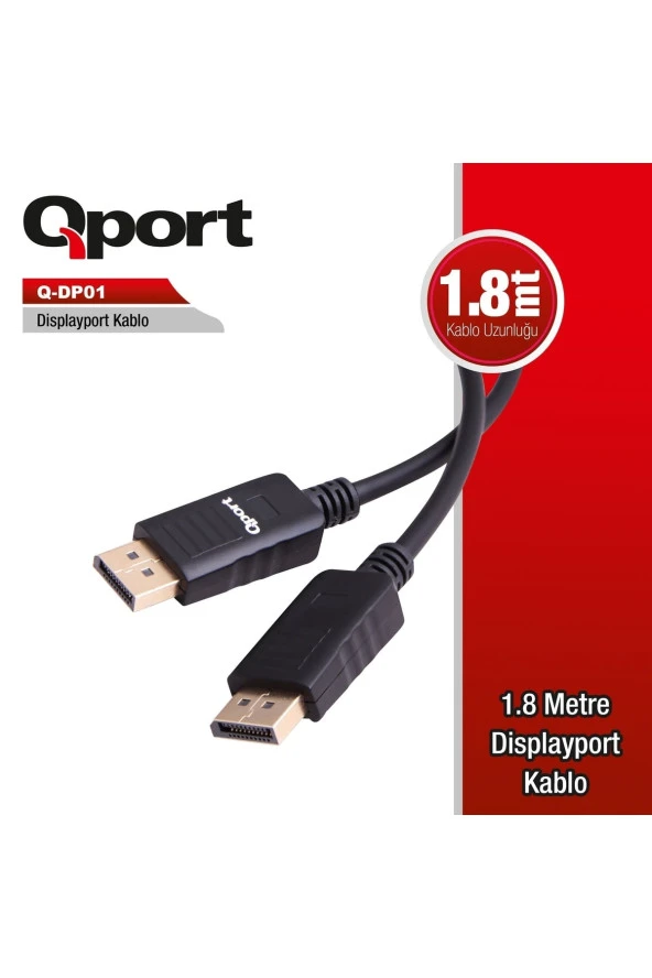 Qport  Q-dp01 1.8m Display Port Kablo ürün görseli 1