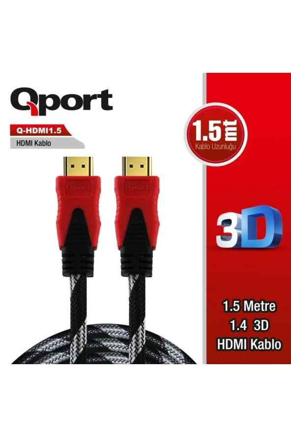 Qport Q-Hdmi1.5 Hdmi To Hdmi 1.5 Metre Altin Uçlu Kablo ürün görseli 1