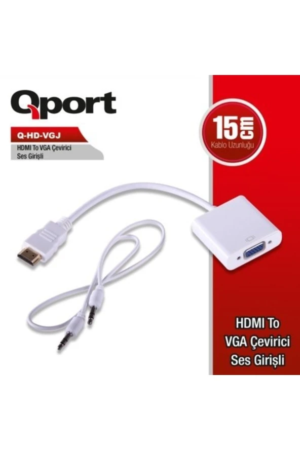Qport  Q-hd-vgj Hdmi To Vga Çevirici + Ses Girişli (hdmı+ Vga- ) ürün görseli 1