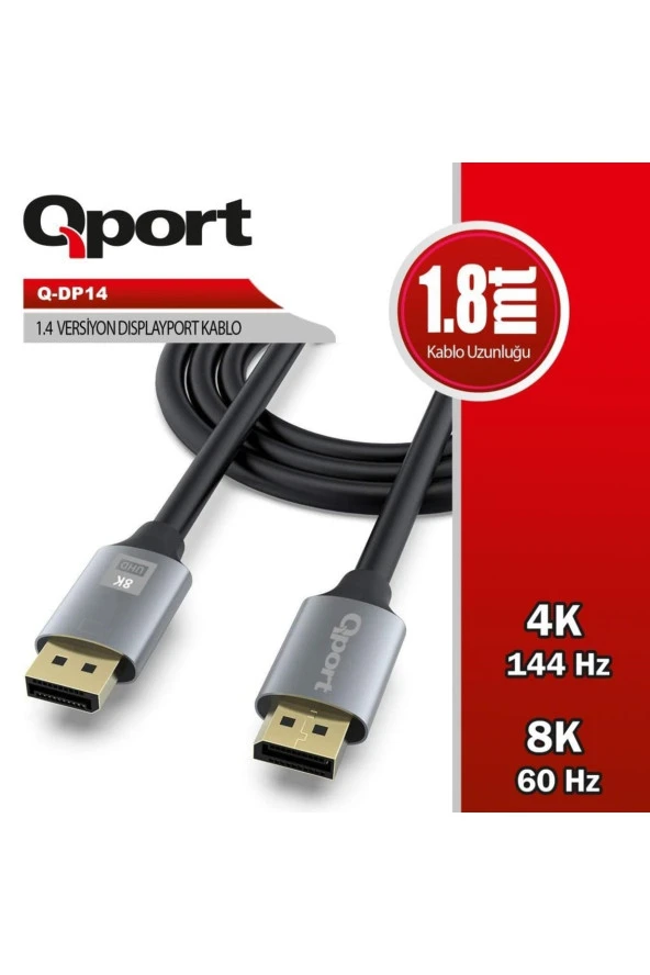 Qport  Q-dp14 1,8m Dısplay Port 1.4v Kablo ürün görseli 1