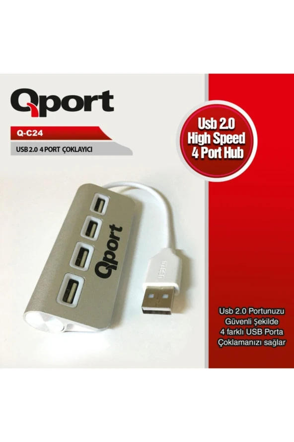 Qport Q-C24 4 Port USB 2.0 Çoklayıcı ürün görseli 1