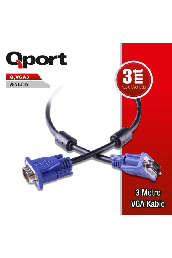 Qport  Q-VGA3 3,0m VGA Kablosu ürün görseli 1