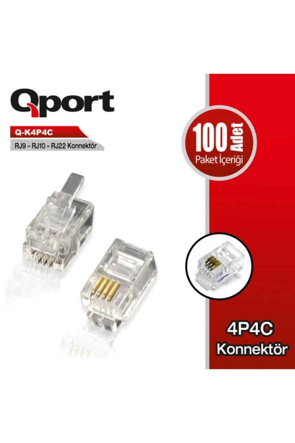 Qport  Q-k4p4c Rj9-rj10-rj22 Telefon Soketi 100 Lü Paket ürün görseli 1