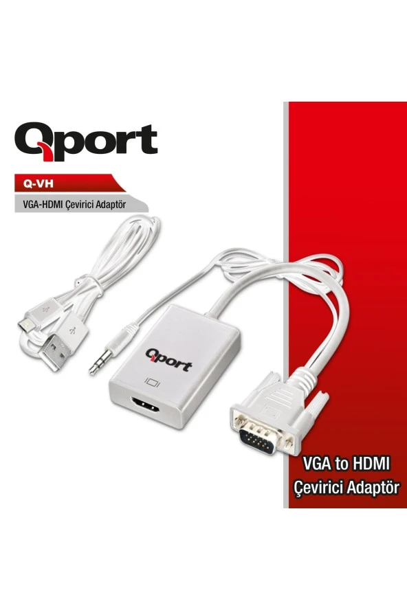Qport  Q-vh Vga To Hdmi Çevirici +ses (Vga+, Hdmı-) ürün görseli 1