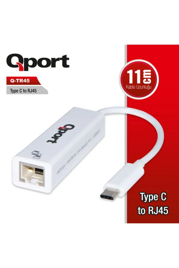 Qport  Type-C to RJ-45 Gigabit Network Converter Çevirici Q-TR45 ürün görseli 1