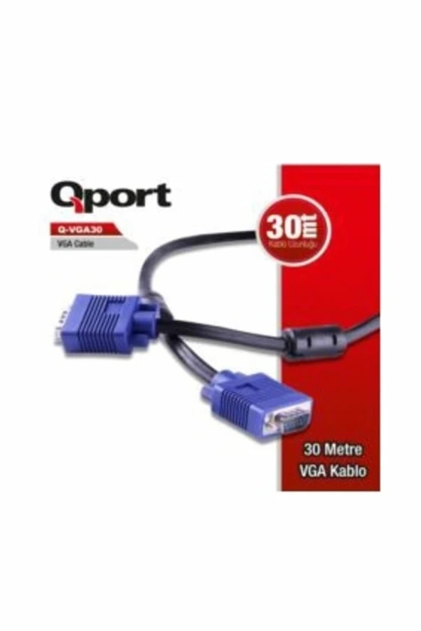 Qport  Q-VGA30 15 PİN FİTRELİ 30 Metre Erkek - Erkek VGA Monitör Kablo ürün görseli 1