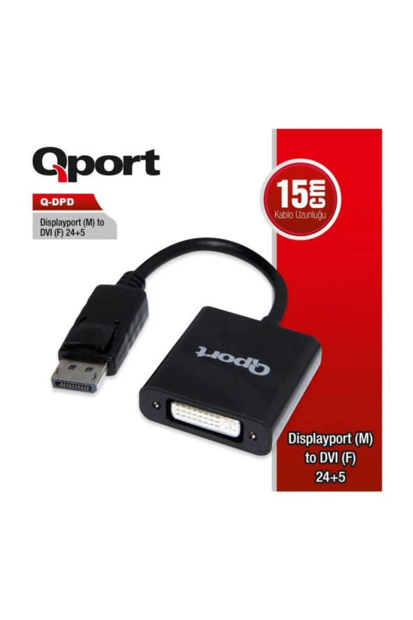 Qport  Displayport(M) To DVI(M) 24+5 Dönüştürücü Q-Dpd ürün görseli 1