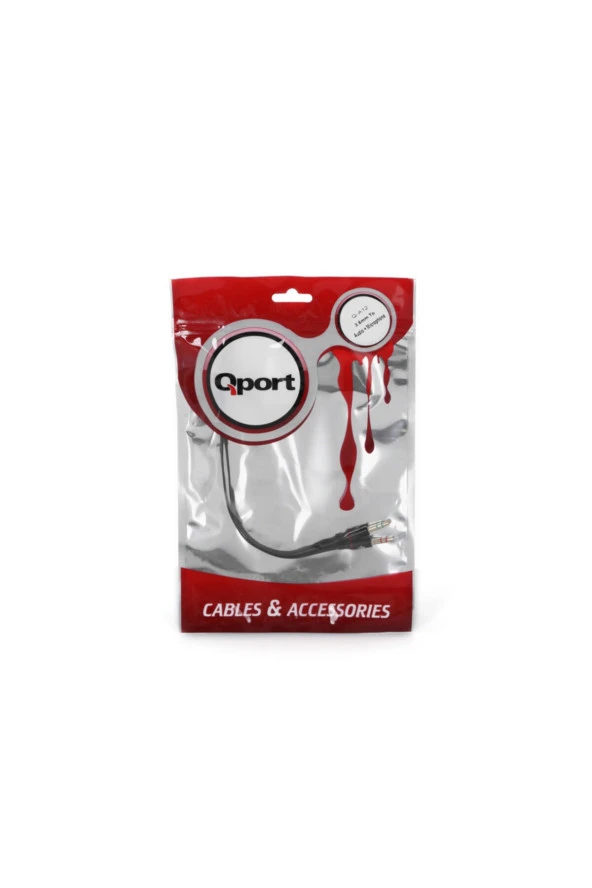 Qport  Q-a12 3.5mm To Audio + Mic 15cm Kulaklık Çevirici ürün görseli 1