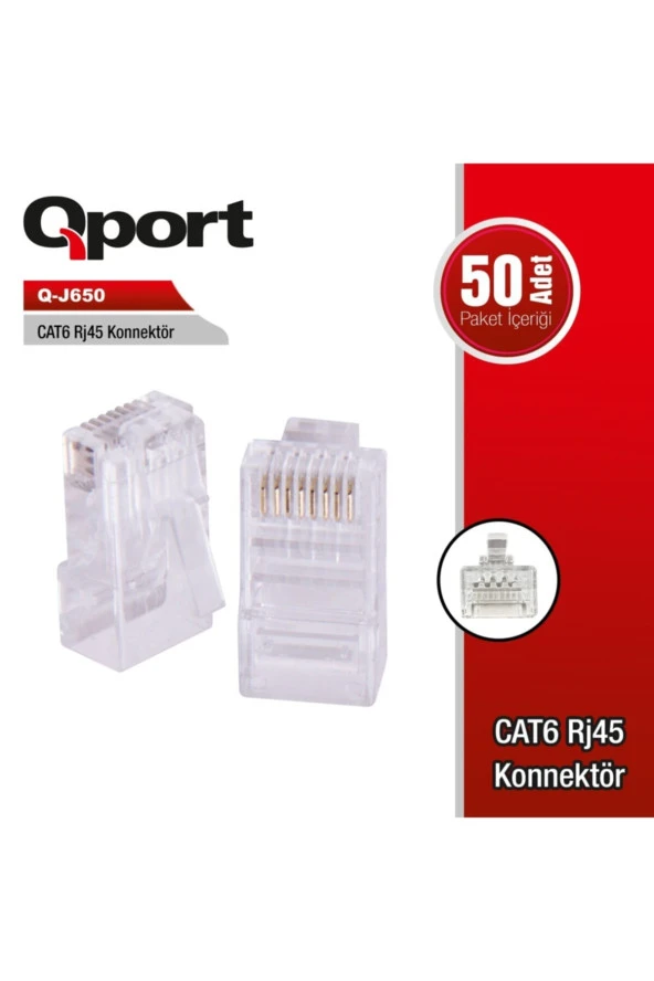 Qport  Q-j650 Cat6 Rj45 Konnektör 50li ürün görseli 1