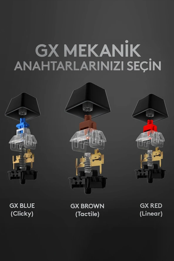 logitech  G G512 LIGHTSYNC RGB GX Blue Clicky Aydınlatmalı Mekanik Kablolu Türkçe Q Oyuncu Klavyesi - Siyah ürün görseli 1