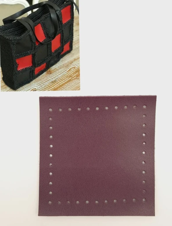 Angel Çanta Aksesuar 10x10 cm Kare Suni Deri Mor Renk 1 Adet ürün görseli 1