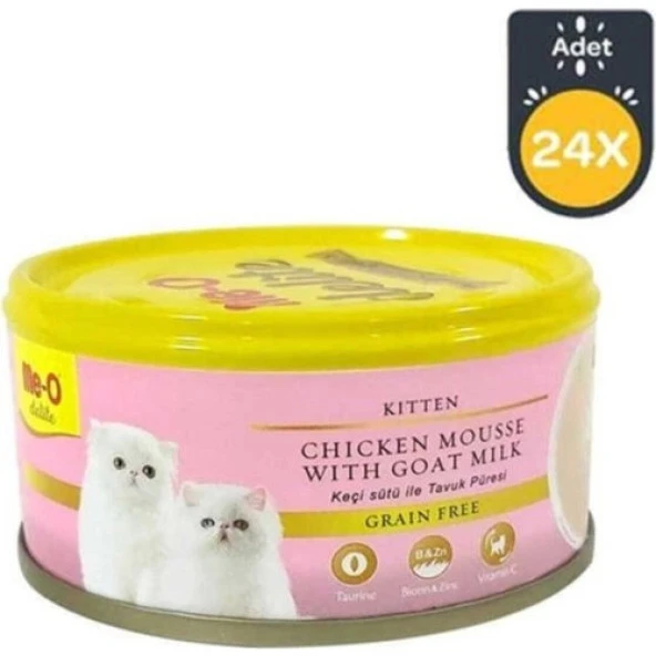 Me-O Tahılsız Kıyılmış Tavuklu ve Keçi Sütlü Yavru Kedi Konservesi 80 gr x 24 Adet ürün görseli 1