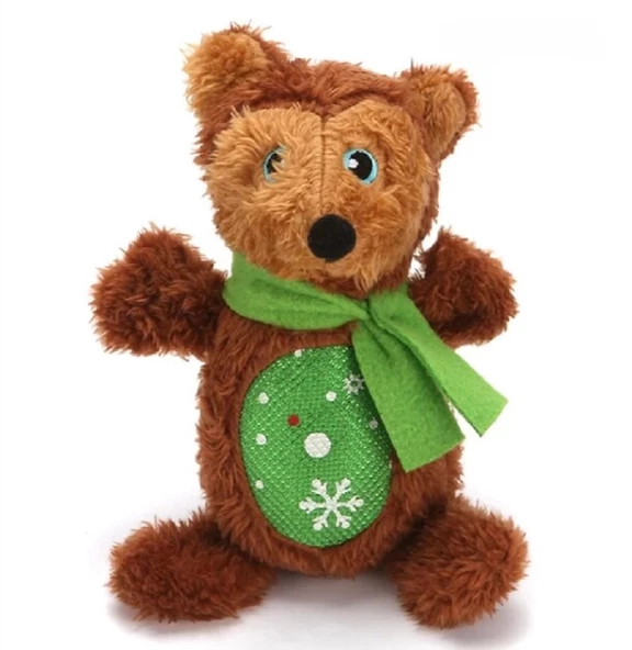 Sevimli Noel Figürlü Sesli Peluş Oyuncak Süslü Ayıcık 16 cm ürün görseli 1