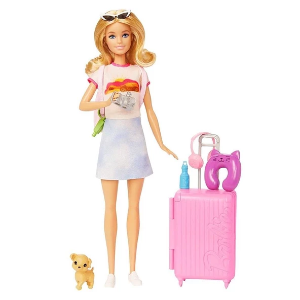 Barbie Seyahatte Bebeği ve Aksesuarları HJY18 ürün görseli 1