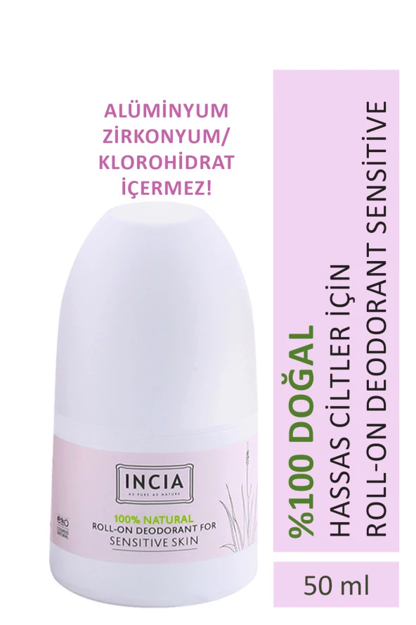 INCIA %100 Doğal Roll On Deodorant Hassas Ciltler İçin Ter Kokusu Önleyici Leke Yapmayan 50 ml ürün görseli 1