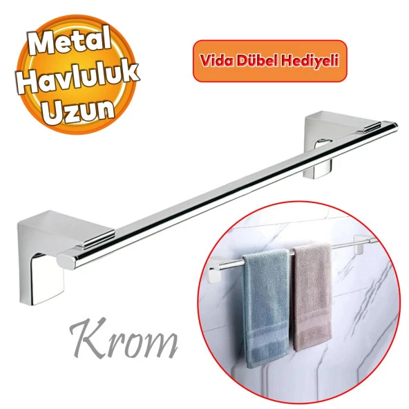 Lavabo Banyo Mutfak Aparat Standı Bez Havlu Askısı Uzun Havluluk Vidalı Krom Paslanmaz Metal ürün görseli 1
