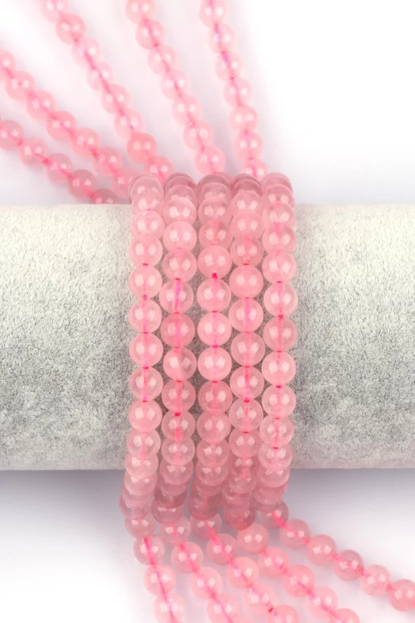 Pembe Kuvars Doğal Taş Dizi 6 mm Küre Kesim ürün görseli 1