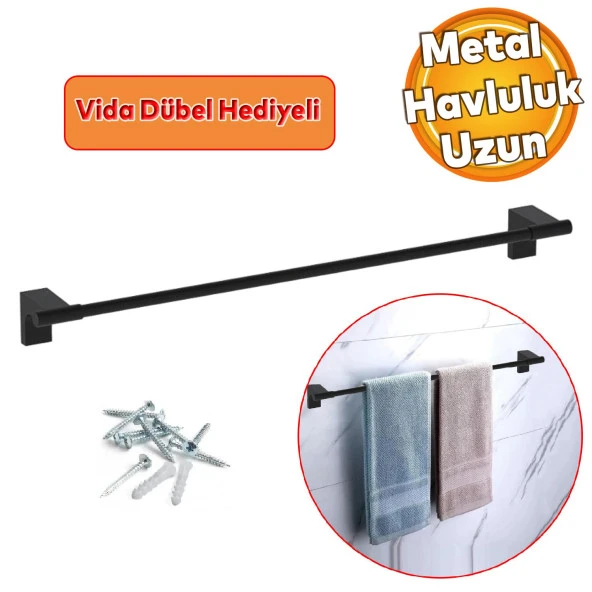 Uzun Havluluk Vidalı Siyah Lavabo Banyo Mutfak Aparat Standı Bez Havlu Askısı Paslanmaz Metal ürün görseli 1