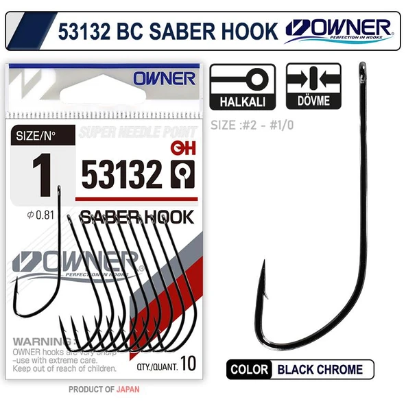 Owner 53132 Saber Hook Black Chrome İğne ürün görseli 1