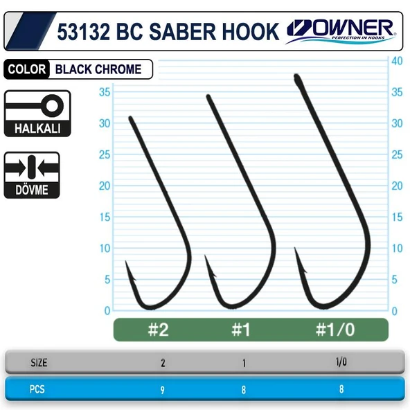 Owner 53132 Saber Hook Black Chrome İğne - Resim 2