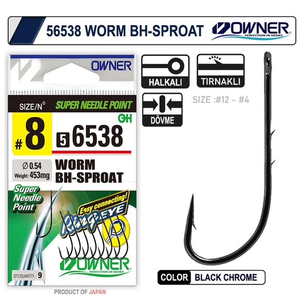 Owner 56538 Worm Bh-Sproat Black Chrome İğne - Resim 2
