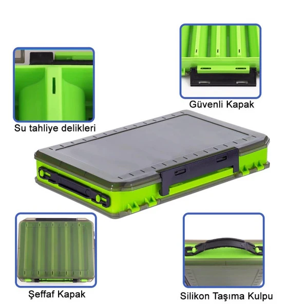 Shufa Lure Box Çift Taraflı Kutu 145mm - Yeşil - Resim 2