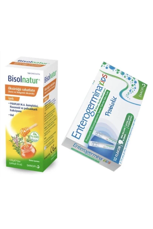 Bisolnatur Bitkisel Şurup 128 gr + Enterogermina Kids(Çocuk) Probiyotik 5 ml 10 Flakon Avanatjlı Paket ürün görseli 1