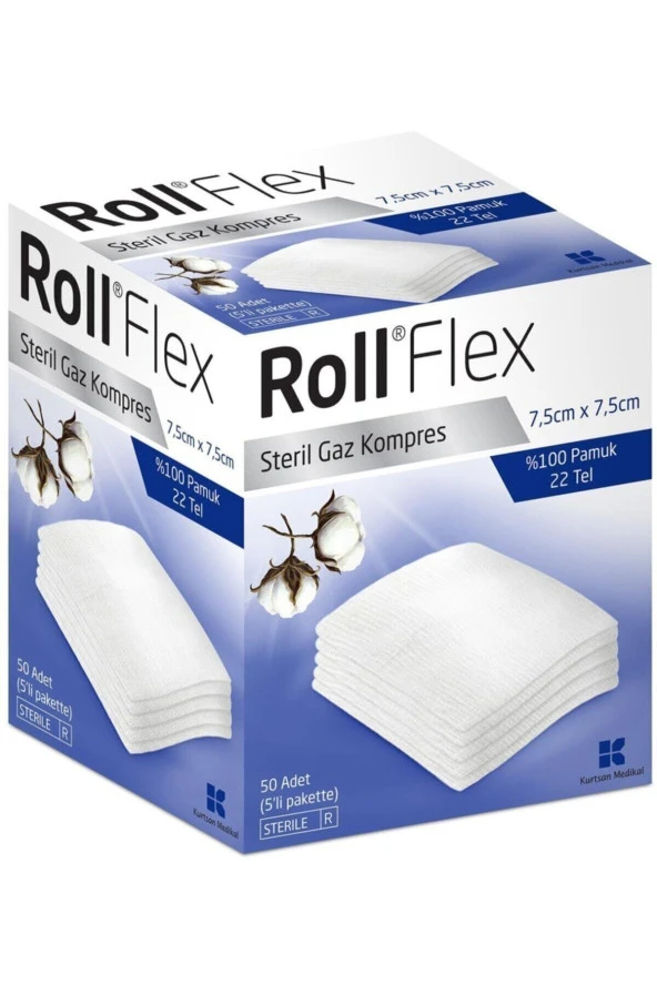Roll Emici Gaz Kompres 7.5x7.5 cm 50'li ürün görseli 1