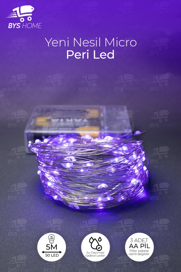 Peri Led 5 Metre Pilli Mor Renk Dekoratif Aydınlatma ürün görseli 1