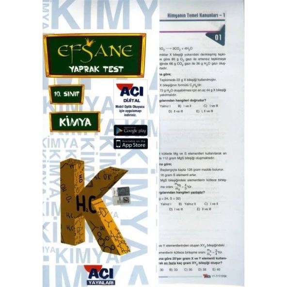 Efsane 10.Sınıf Kimya Çek Kopar Yaprak Test ürün görseli 1