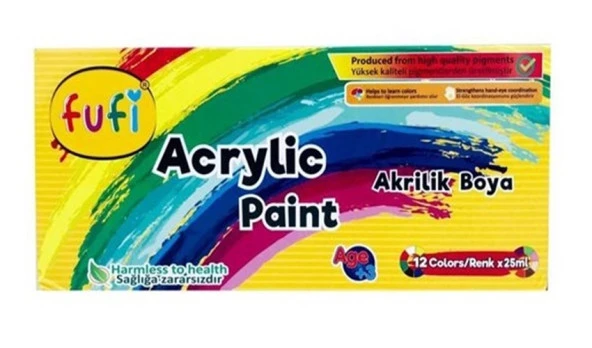 Fufi Akrilik Boya Şişe 12Li 12x25ml ürün görseli 1