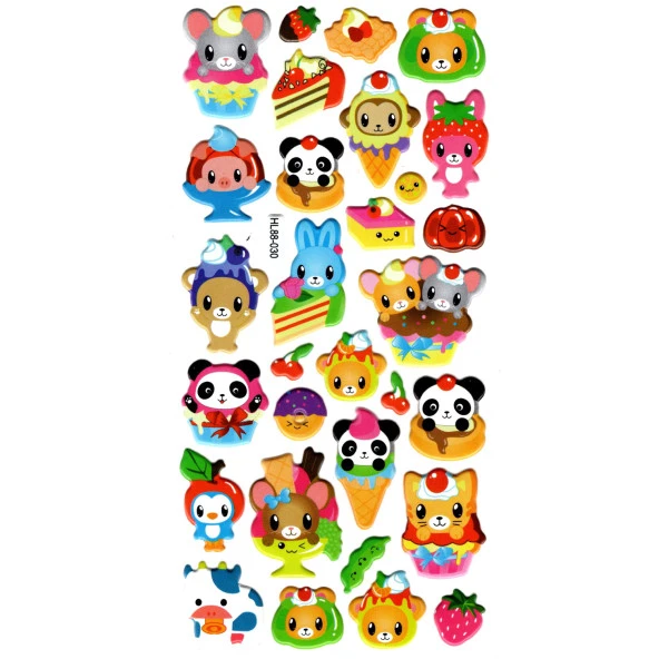 Sticker Kabartmalı Stiker Defter, Planlayıcı Etiket (HL88-030) - 17X9 cm - Sevimli Hayvan Dondurma ürün görseli 1