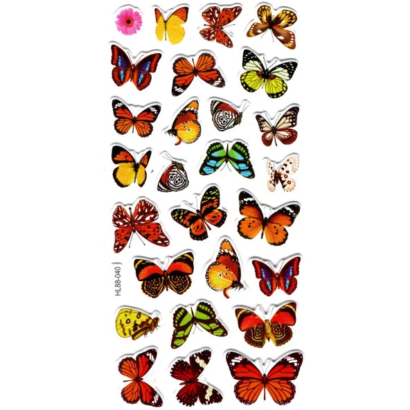 Sticker Kabartmalı Stiker Defter, Planlayıcı Etiket (HL88-040) - 17X9 cm - Kahverengi  Kelebekler ürün görseli 1