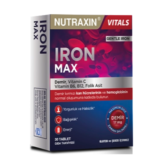 Nutraxin Iron Max 17 mg 30 Tablet ürün görseli 1