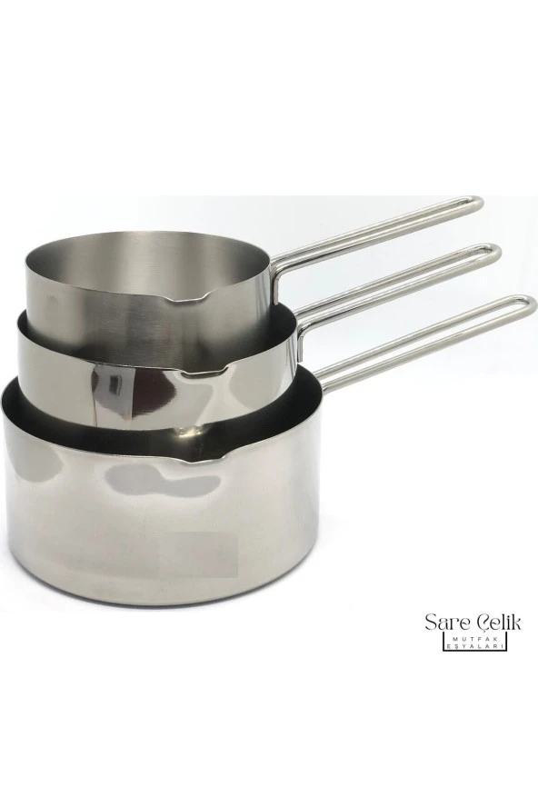 Çelik Kaçerola 3 lü Sütlük Set ürün görseli 1