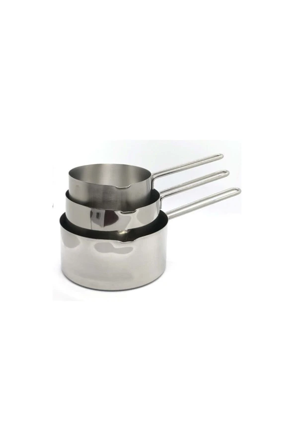 Çelik Kaçerola 3 lü Sütlük Set - Resim 2
